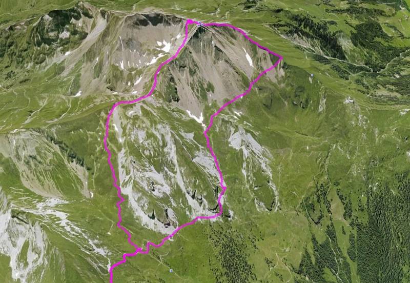 GPS Track der Route auf Google Earth. Der Teil der Route