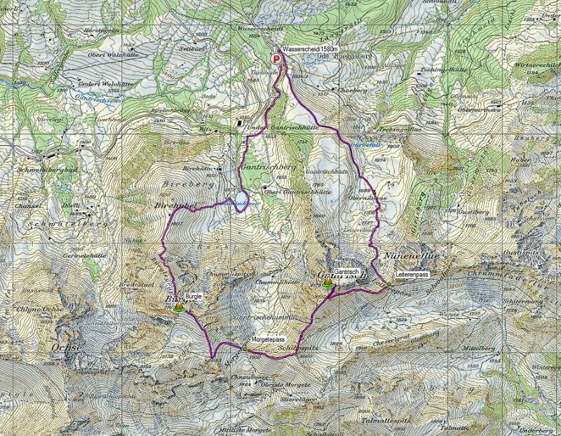 Die Wanderroute auf der Karte